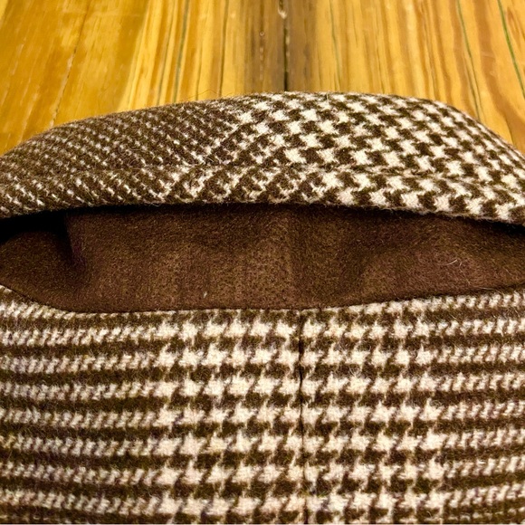 Abercrombie & Fitch Womens Dad Over Coat Brown Plaid Houndstooth Wool Blend 2XL - Picture 9 of 10